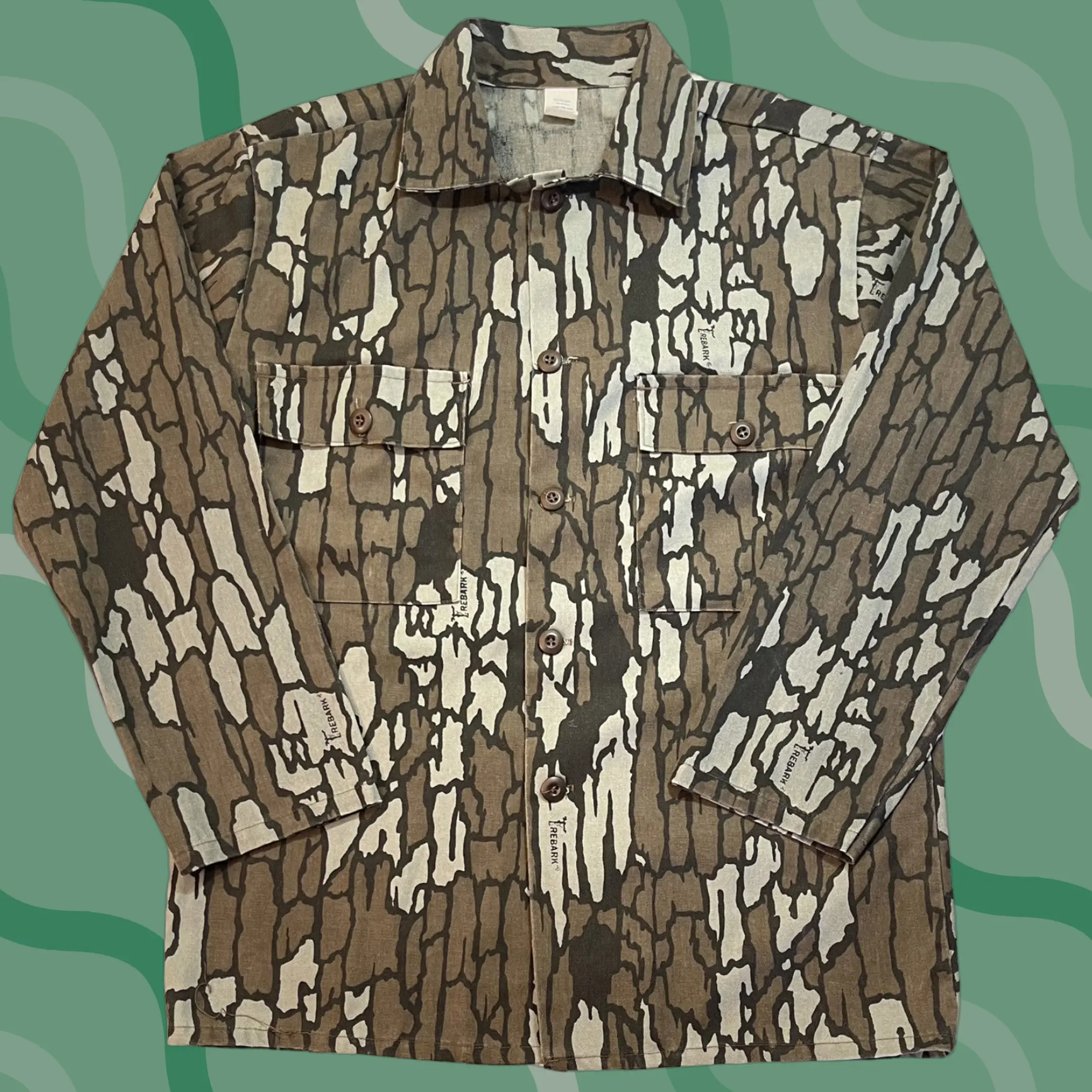 Bark Vintage Usa Camo Shirt Button-Up Long Sleeve Regular Fit Multicolor Cotton Size M Men