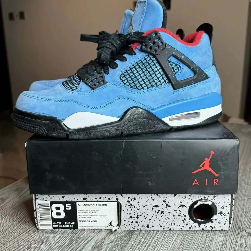 Ts Cactus Jack X Jordan Air Jordan 4 42 Near Mint in Blue, Men's (Size 9)