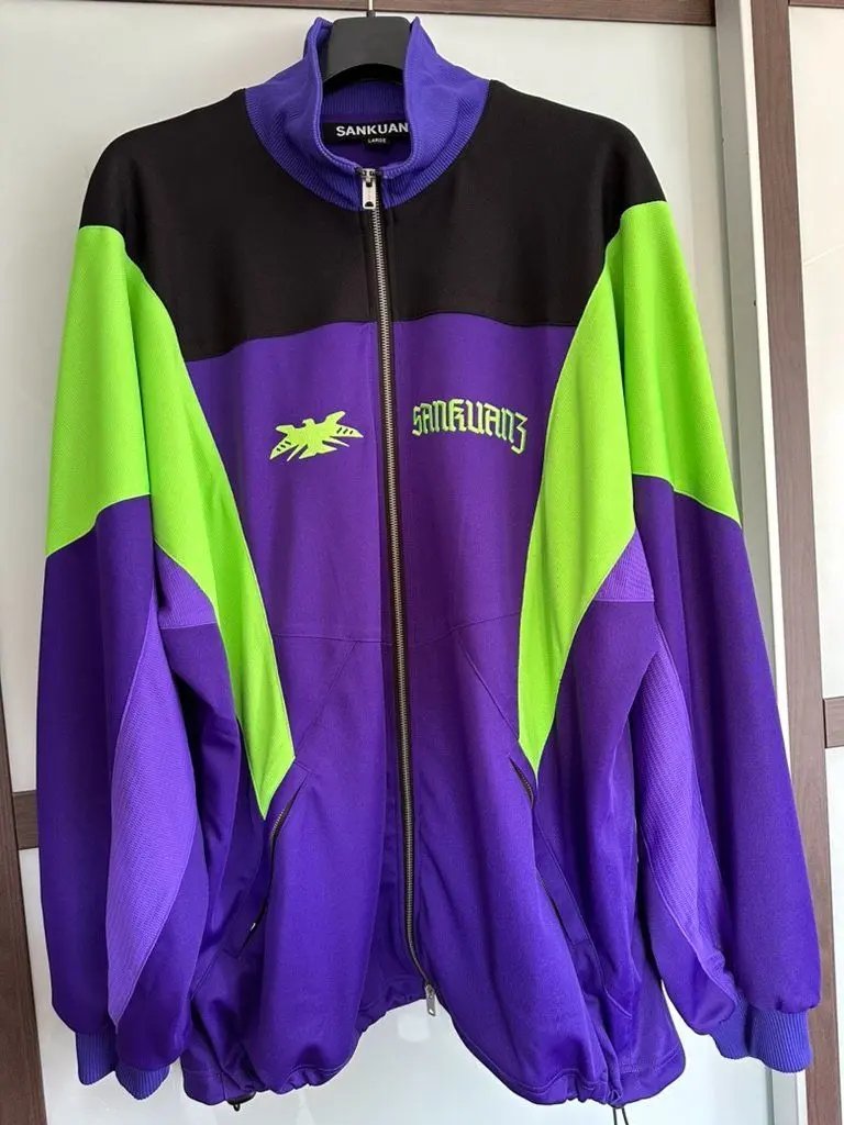 Sankuanz Ss19 Logo Track Jacket Purple Neon Green, Men's