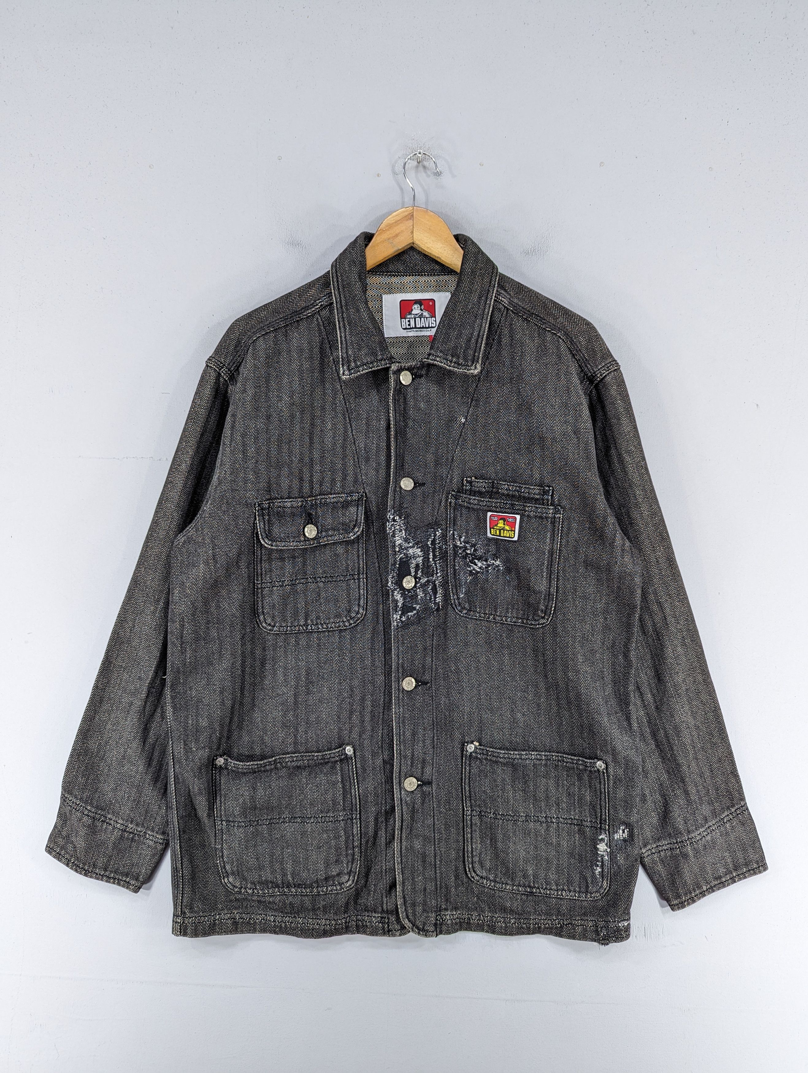 Vintage Ben Davis Distressed Herringbone Chore Jacket, Men's (Size Large)