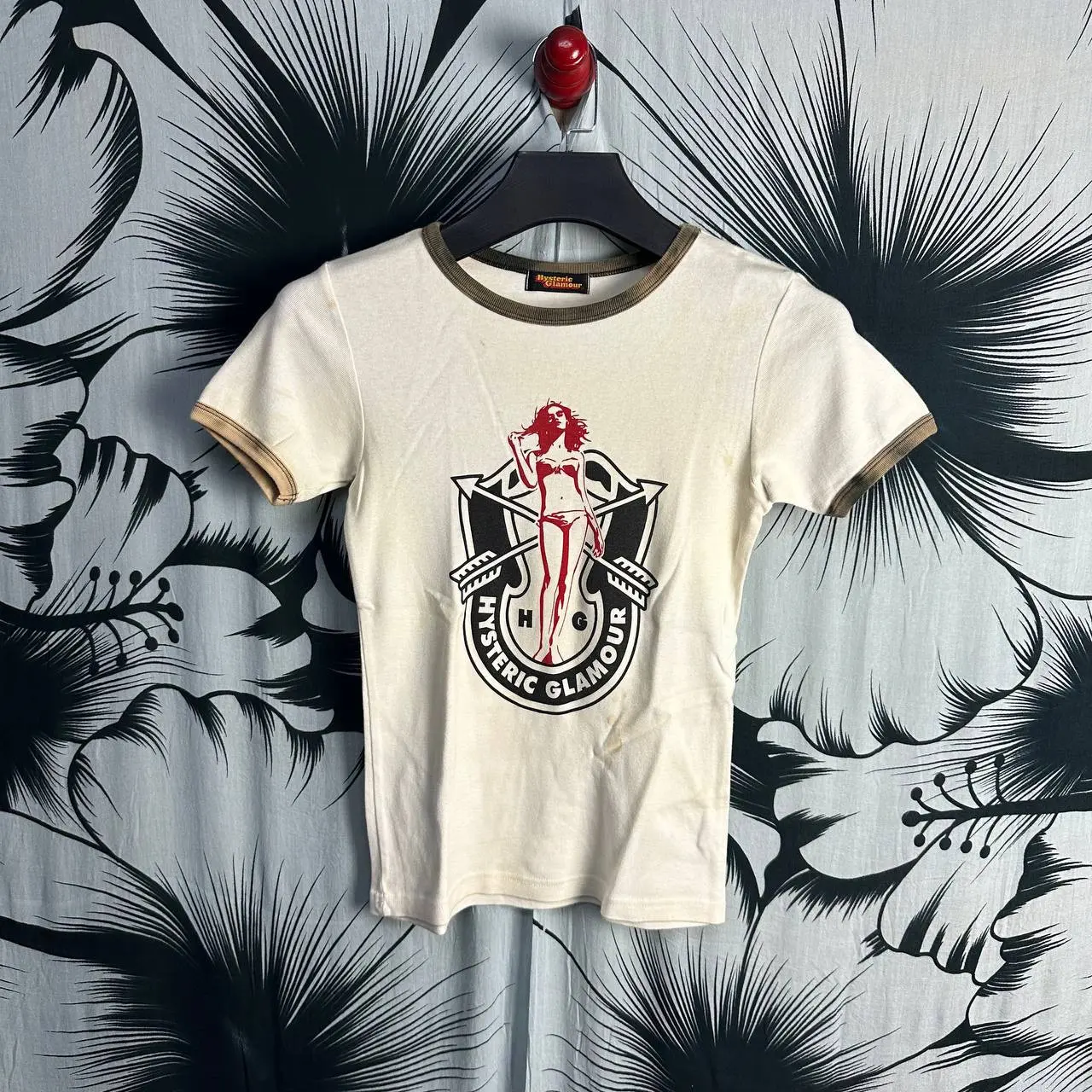 Hysteric Glamour 90's Pornstar Ringer T-Shirt in White, Men's (Size Small)