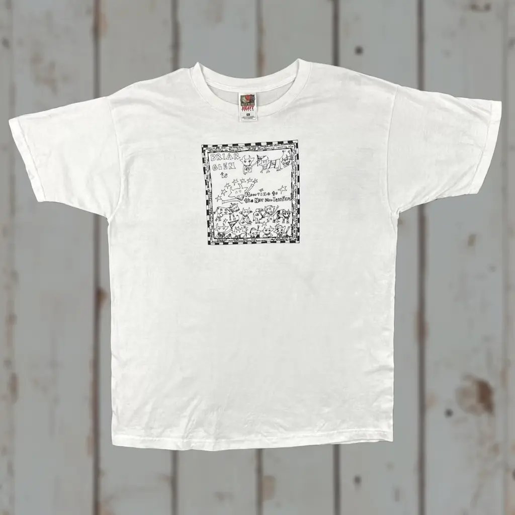 Vintage Fruit Of The Loom Shirt Mens 1XL White Briar Glen Elementary Y2K Moo T 90s, Men's
