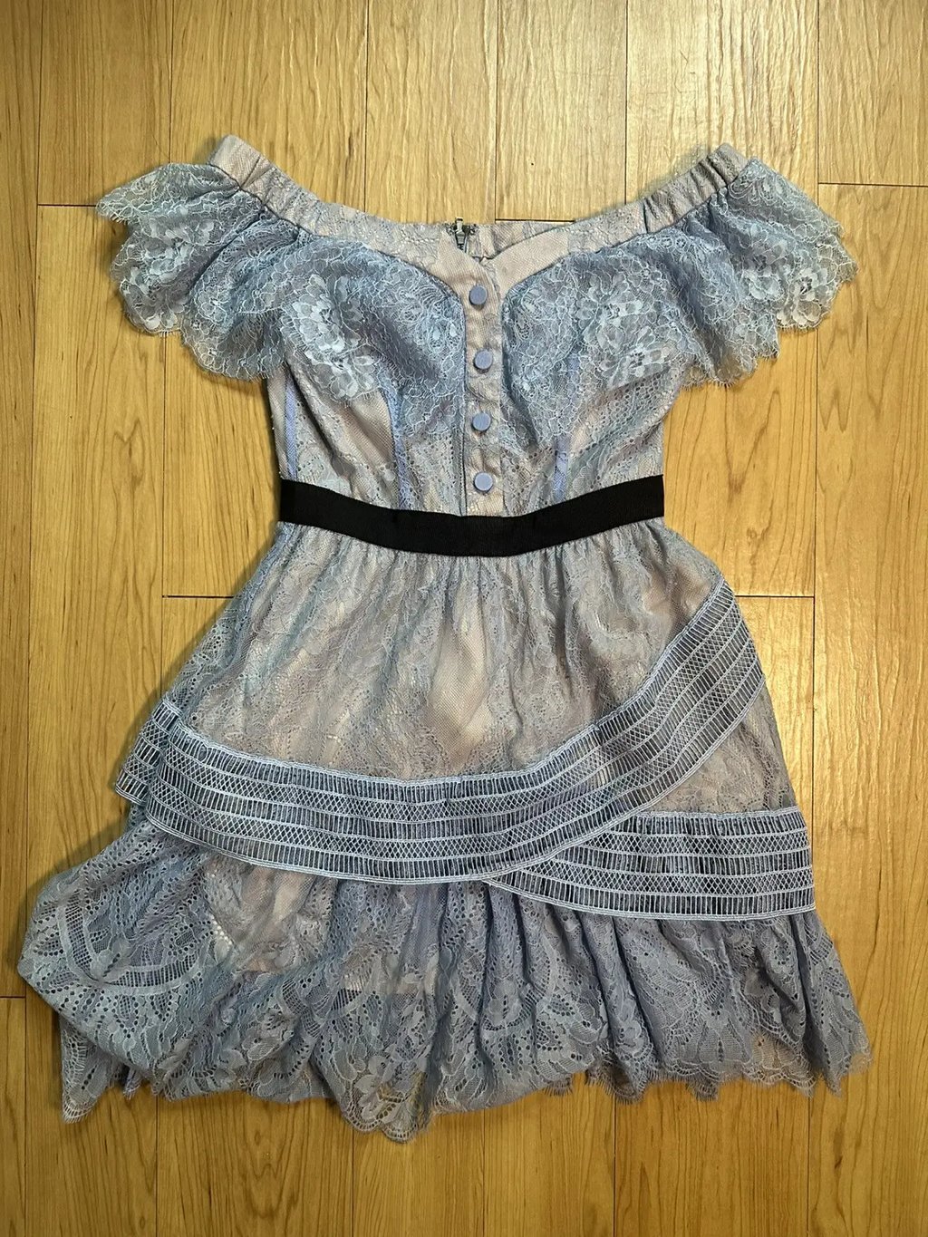 Self-Portrait Lace Mini Dress in Blue, Women's (Size Xs)