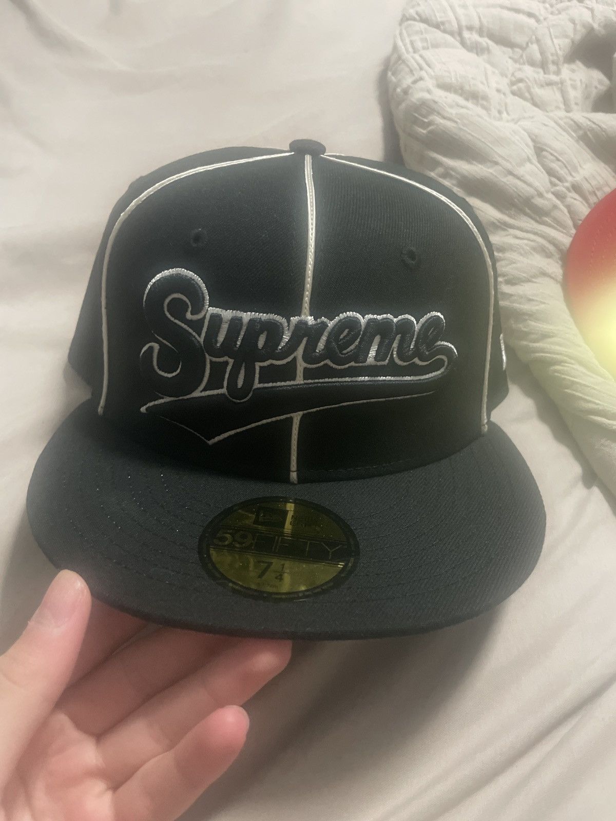 Black Supreme New Era Piping Hat, Men's