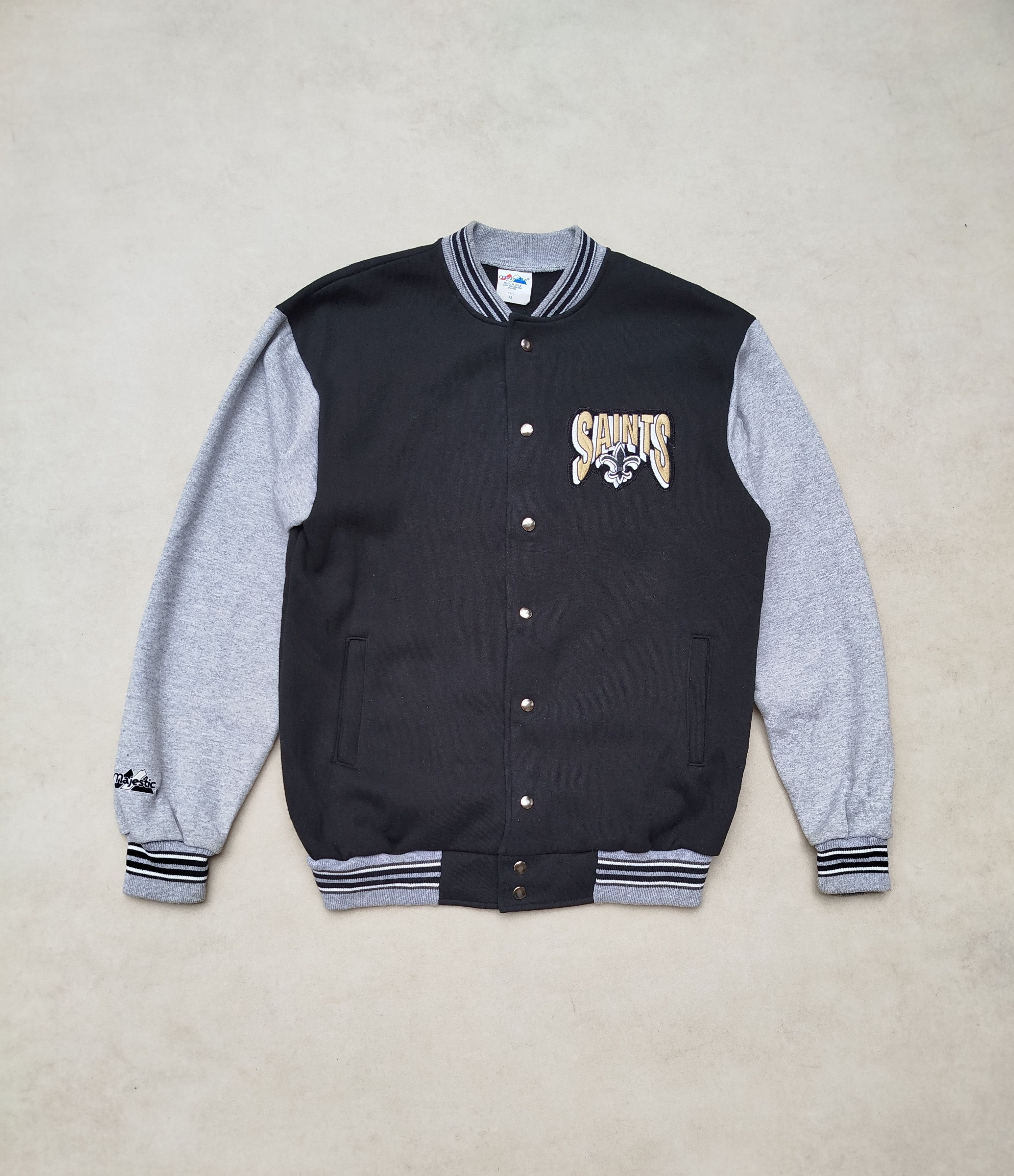 Majestic Vintage 90's New Orleans Saints Nfl Football Varsity Jacket in Black, Men's (Size Medium)
