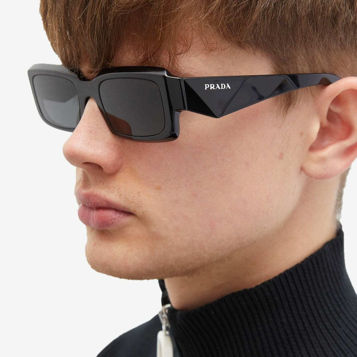 New Prada Sunglasses Rectangular Pete Davidson Kardashian in Black, Men's