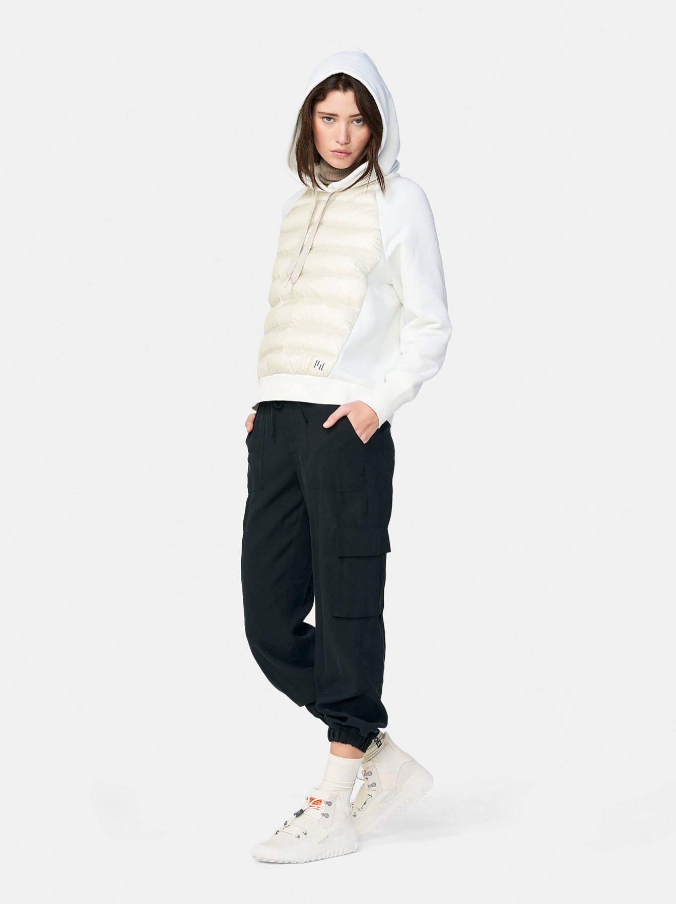 W Hybrid Down Hoodie -  Pearl