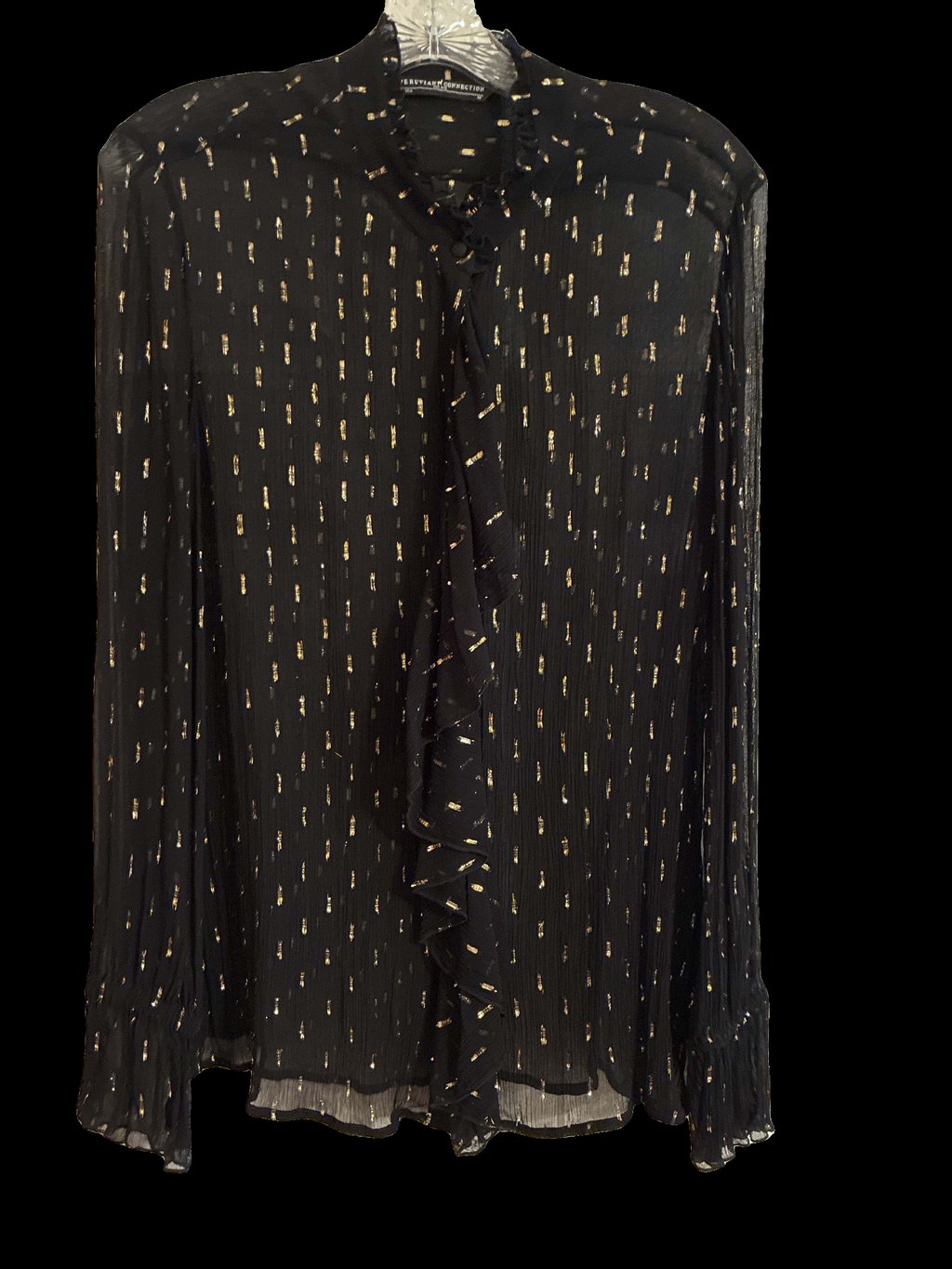 Blouse black silk with gold sparkle