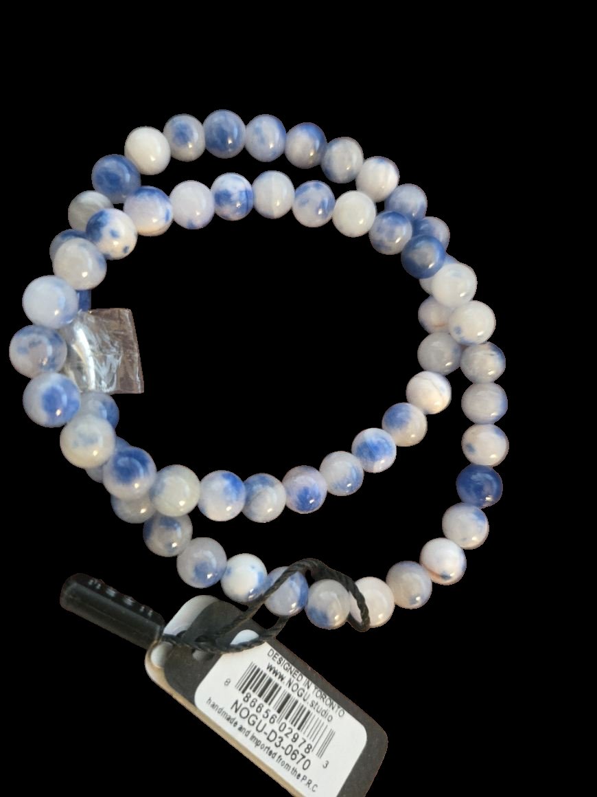 Gemstone Wrap Bracelet - Blue White Agate?