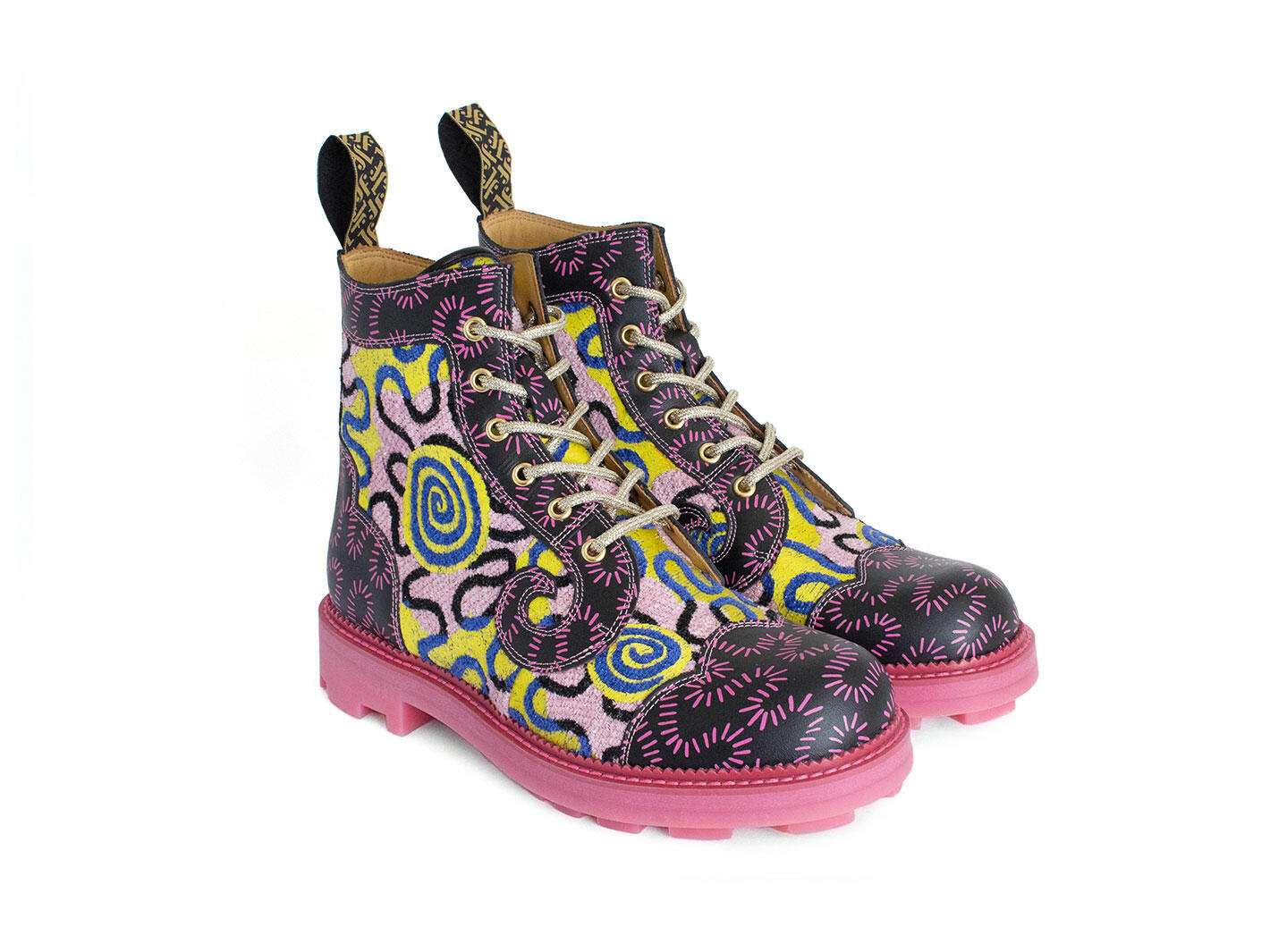 7th Heaven Derby Swirl (6 Eye): Pink/Yellow/Black