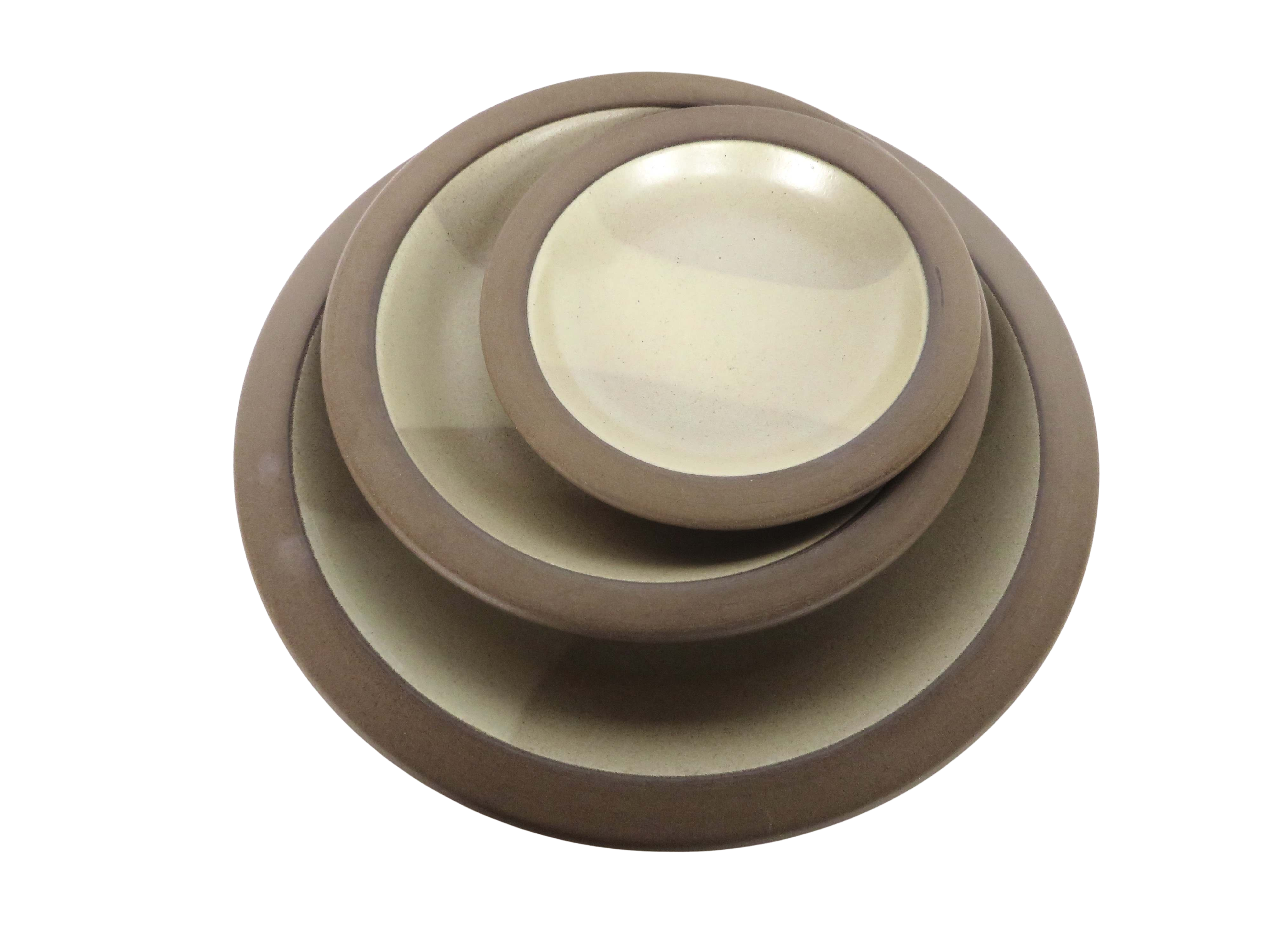 Vintage 3 Piece Rim Line Plate Set in Birch Glaze