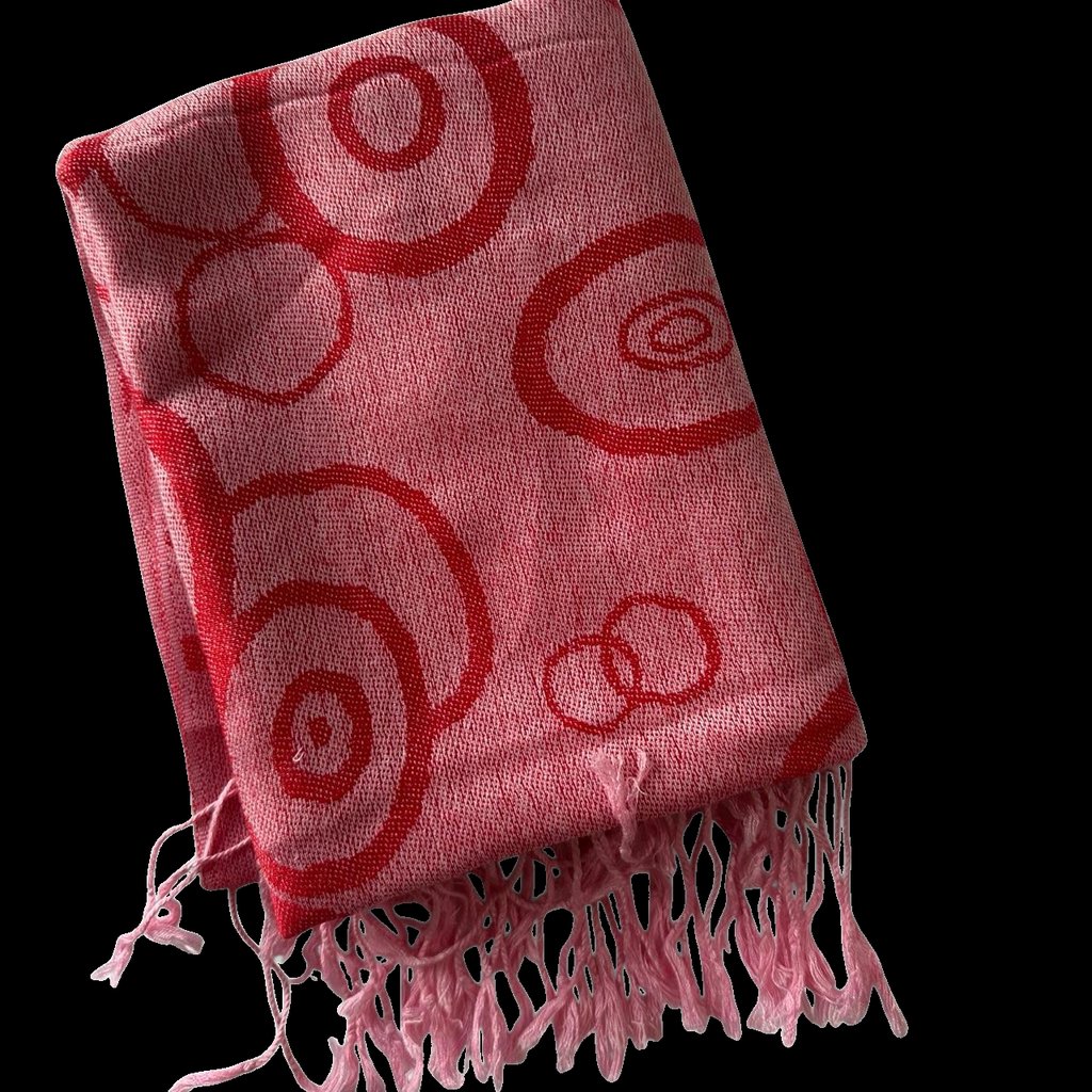 Pink Toned Circle Pattern Pashmina Silk Scarf
