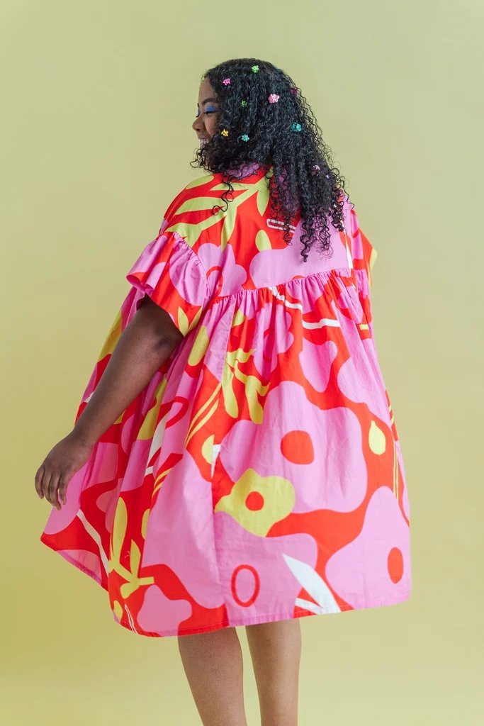 Mini Mushroom Dress in Petal Pop