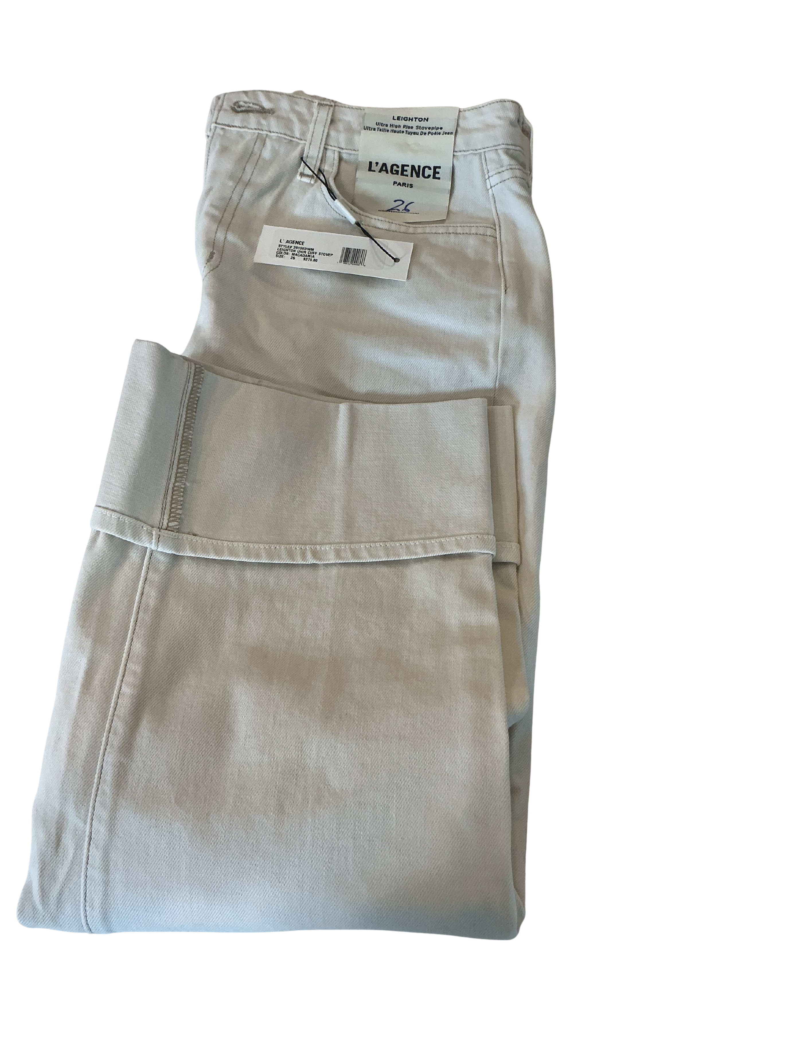 Leighton cream color cuffed jeans