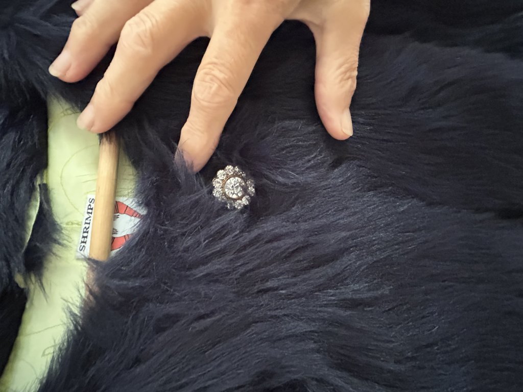 Faux fur short sleeve jacket dark blue/purple