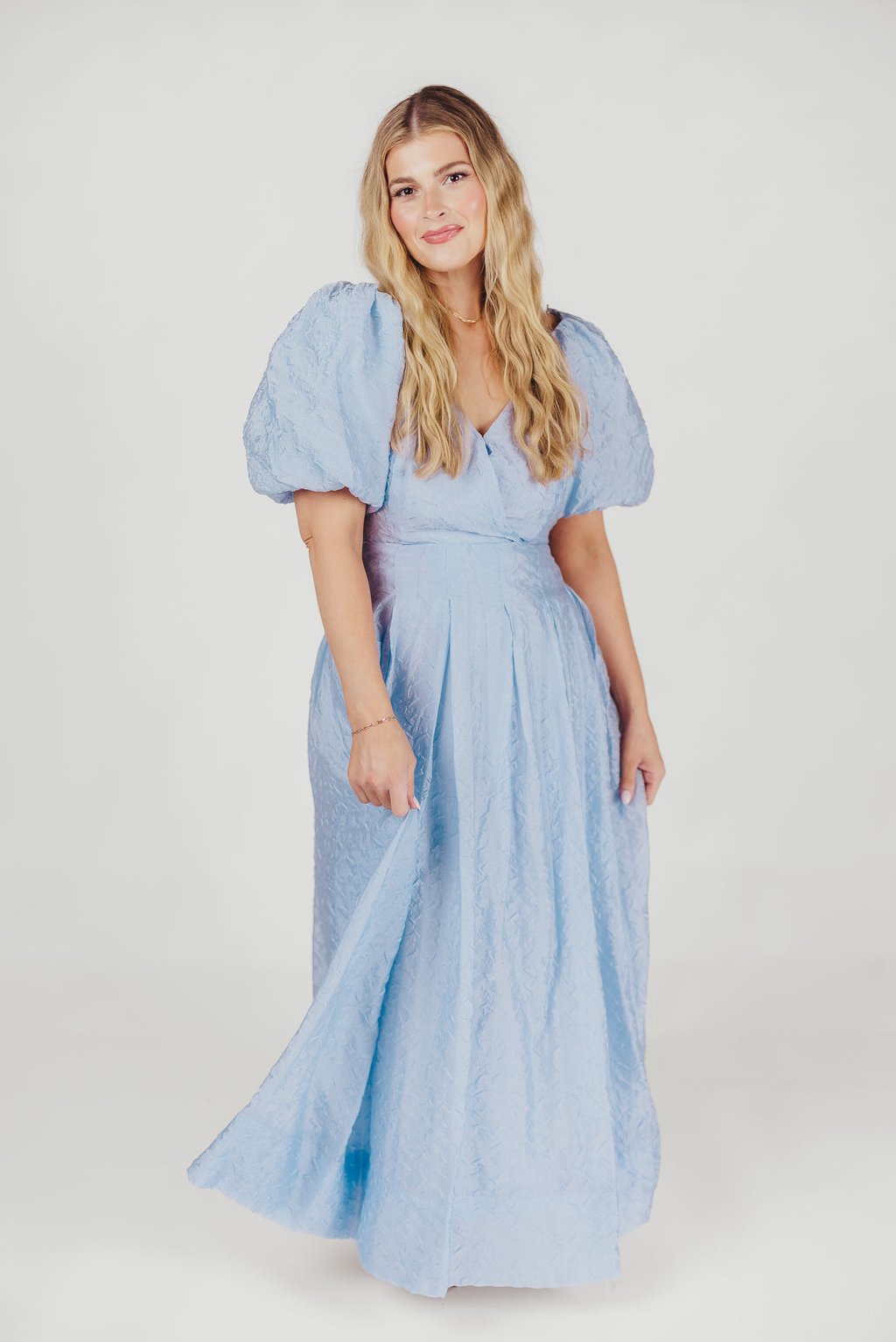 ASTR Linette Jacquard Midi Dress in Blue
