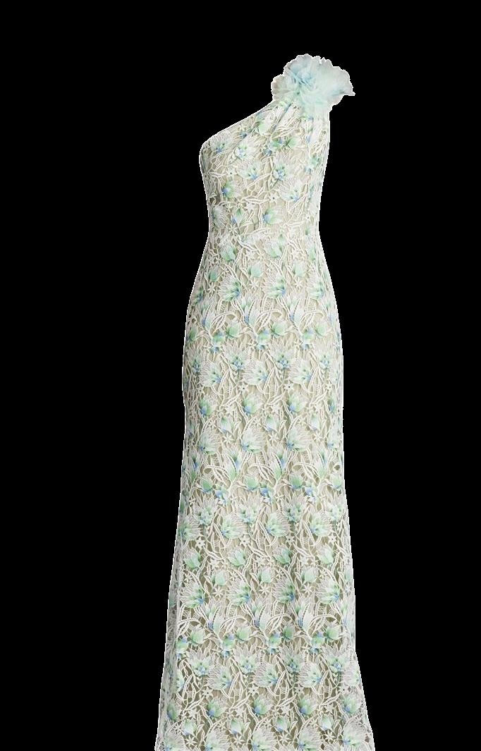 Tadashi Shoji Kahli 3-D Floral Embroidered Gown Size 16