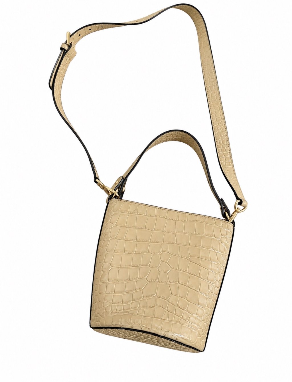 MINI BUCKET BAG BEIGE CROCO