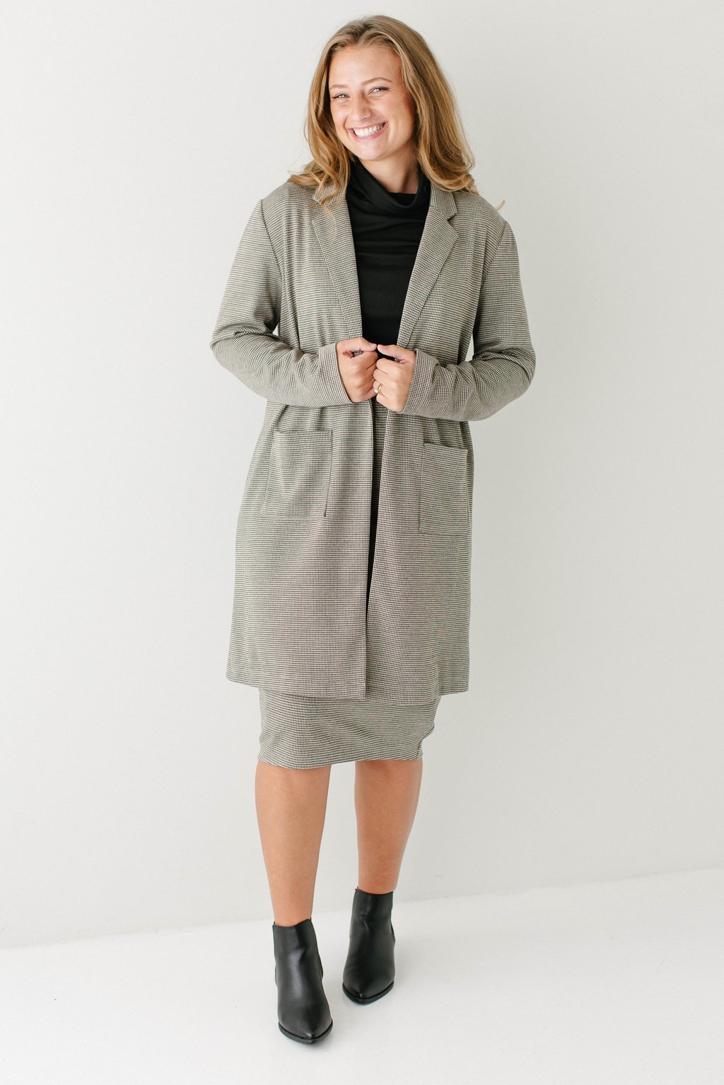 'Jennifer' Houndstooth Stretch Knit Blazer 