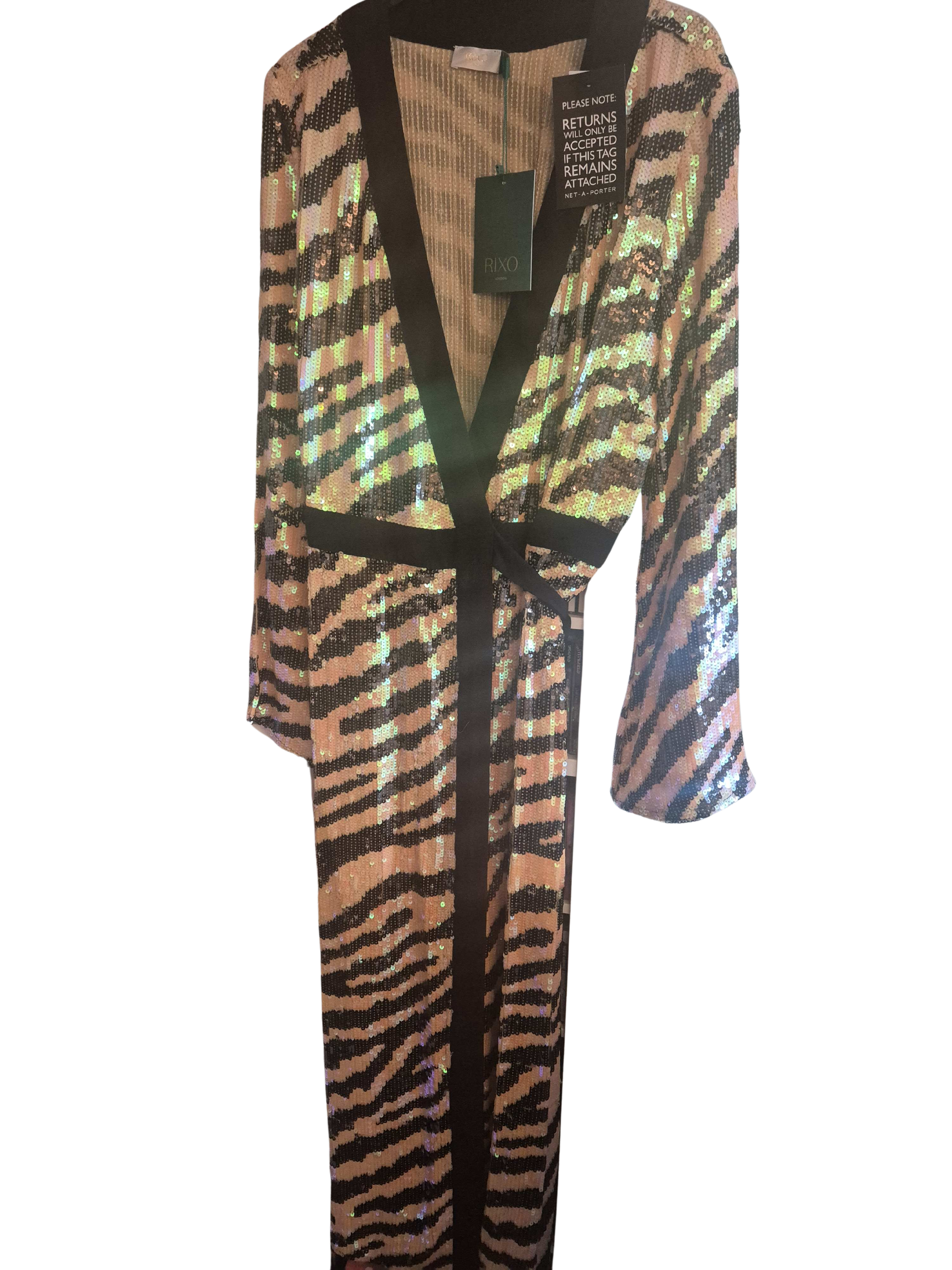 Rixo Tiger Sequin Wrap Dress