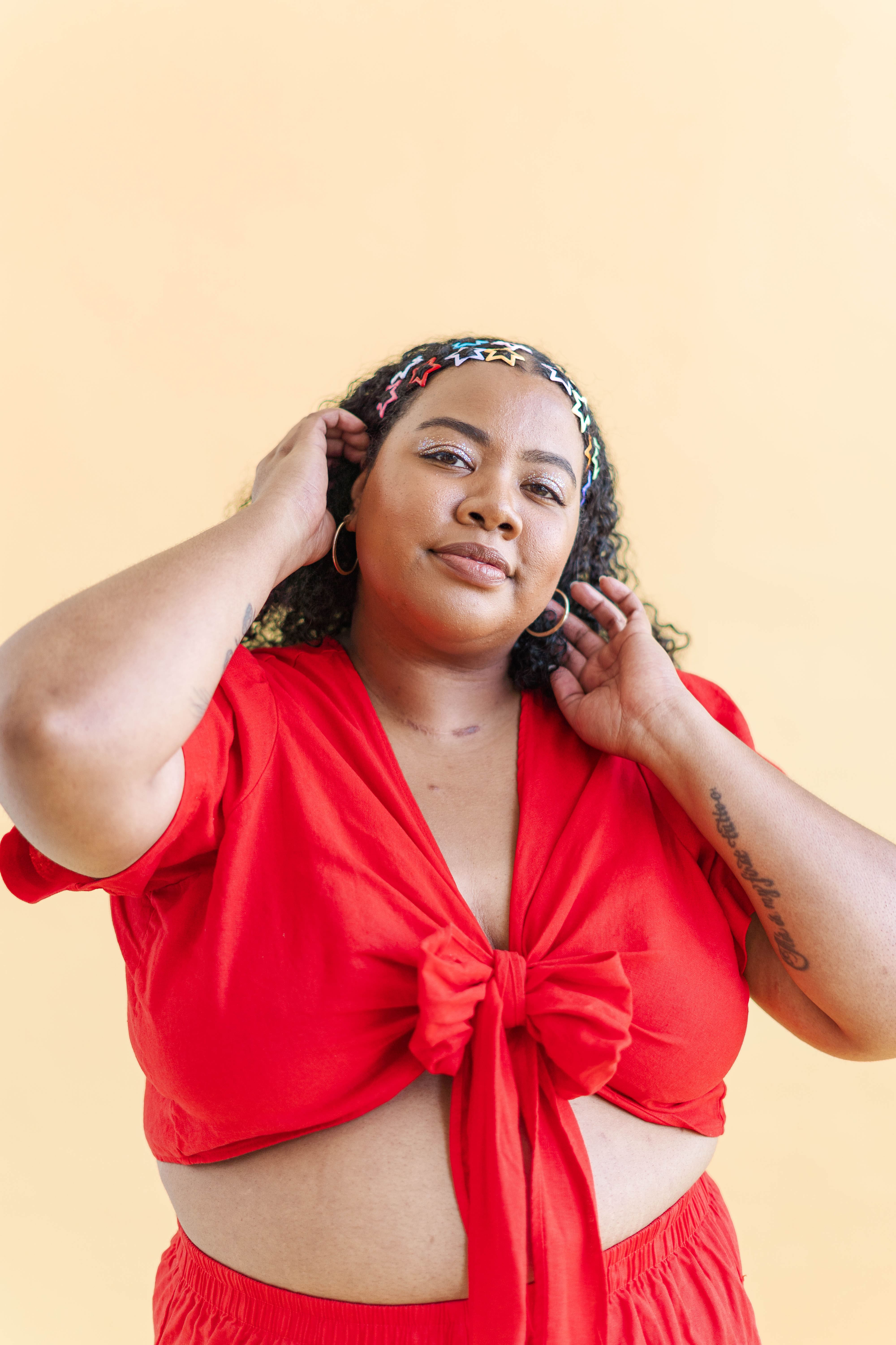 Tied Top in Cherry Linen