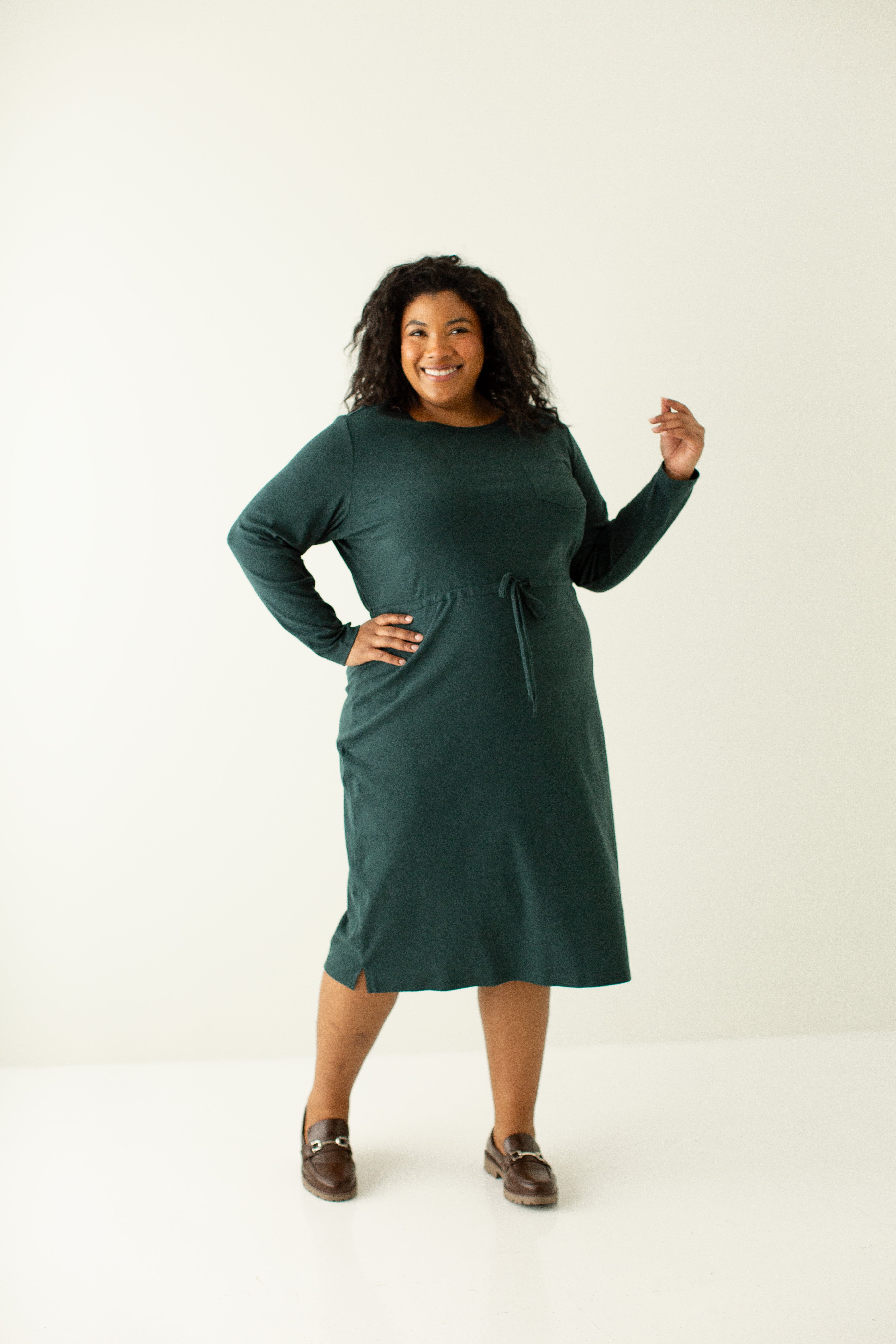 'Rosina' Cotton Blend Long Sleeve Dress 