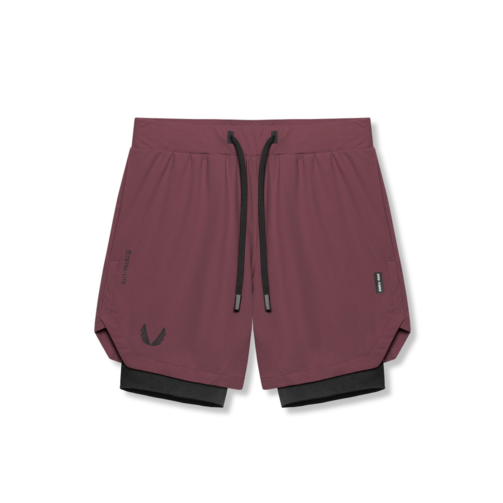 0866. Tetra-Lite® 7" Liner Short - Crimson "Wings"/Black