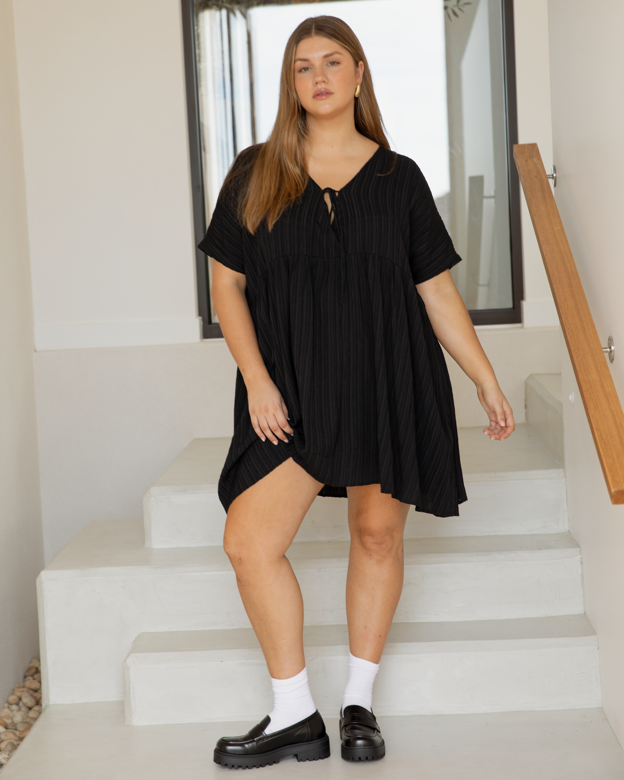 Lainey Mini Dress | Black Crepe