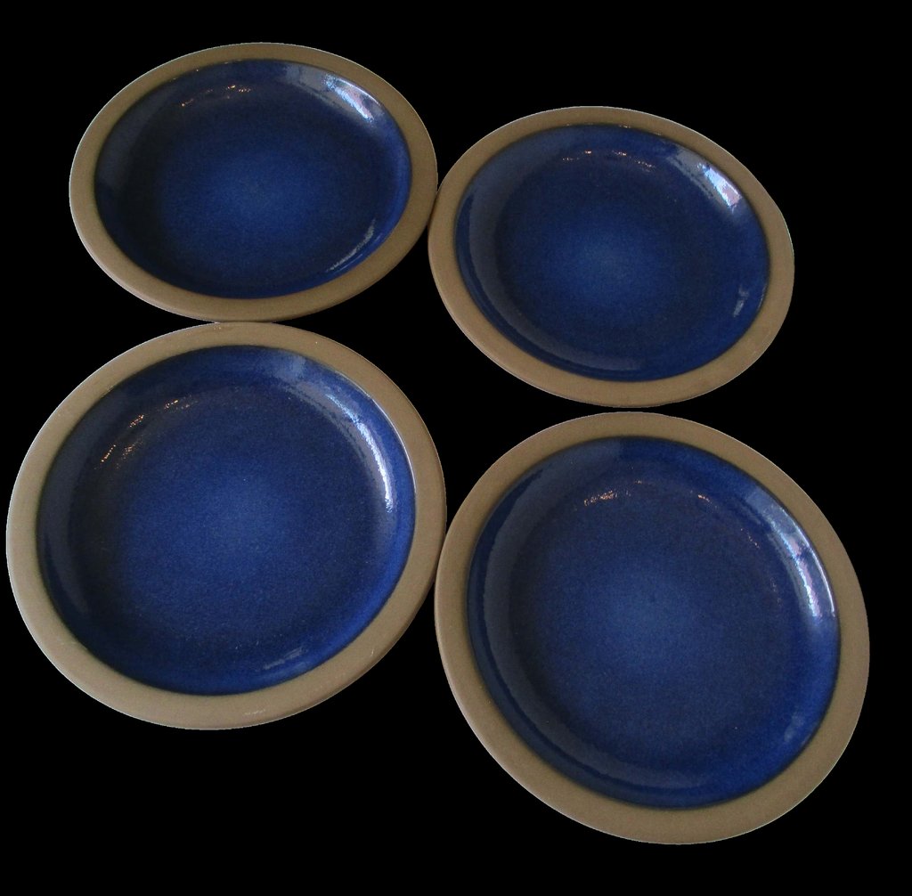 Rim Line Moonstone/Nutmeg Salad Plates - Set of 4