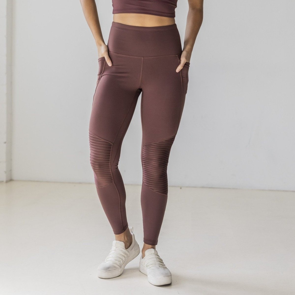Sculpt High Waisted Moto Leggings - Fossil