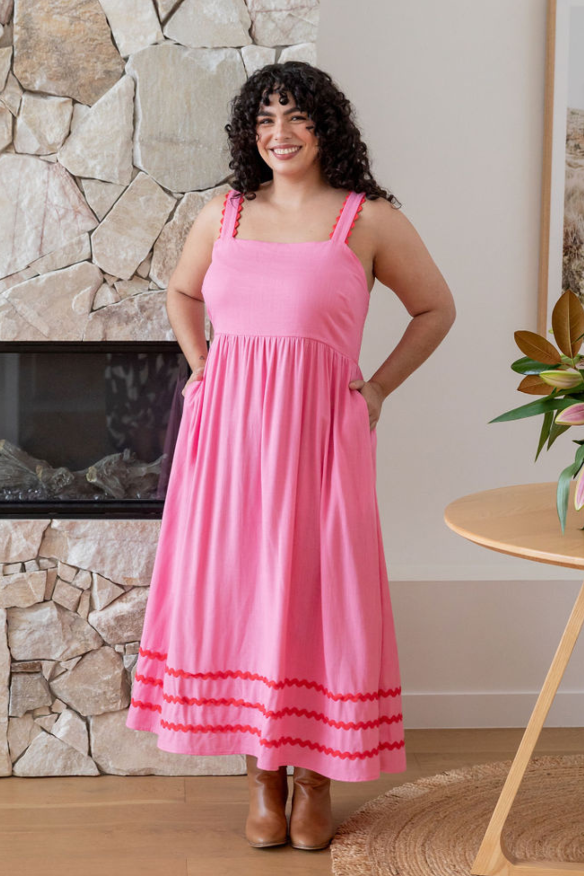 Angel Linen Blend Maxi Dress in Sachet Pink