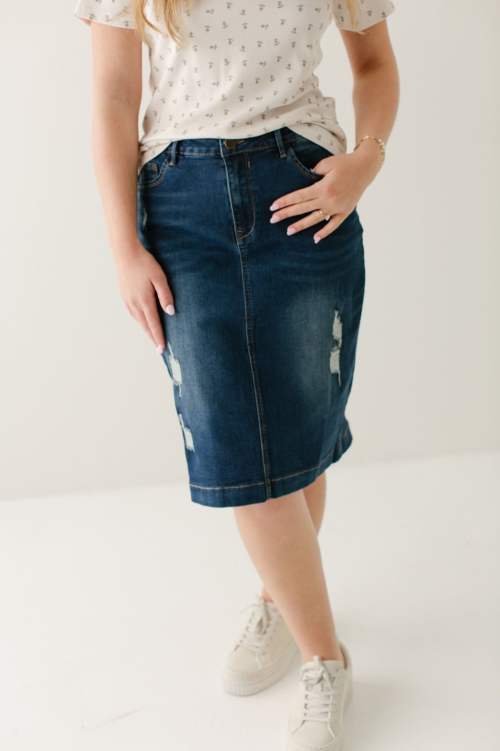 'Indie' Distressed Denim Skirt 