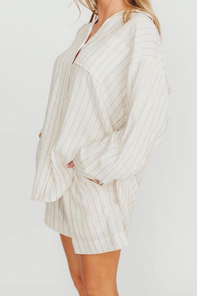 Keira Stripe Shorts in Natural/Black