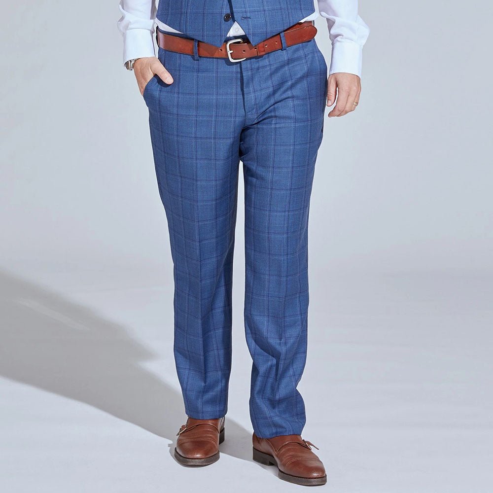 Classic Blue Plaid Dress Pants