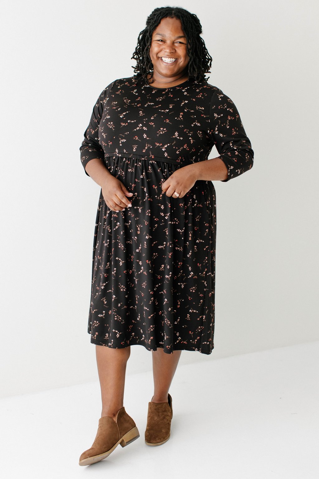 'August' Nursing Friendly Floral Knee Length Dress