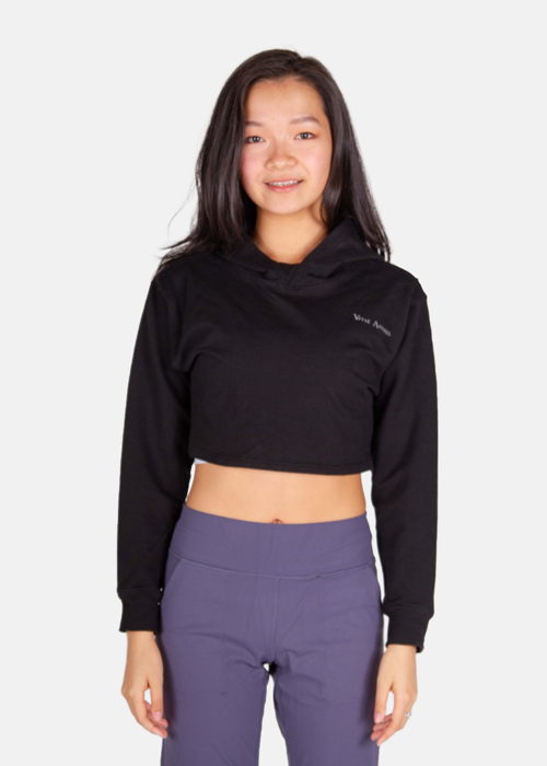 Power Up Cropped Hoodie Black