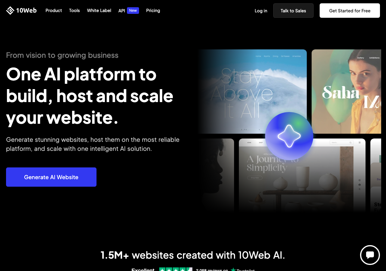 10Web main image - Build, host, and manage WordPress websites