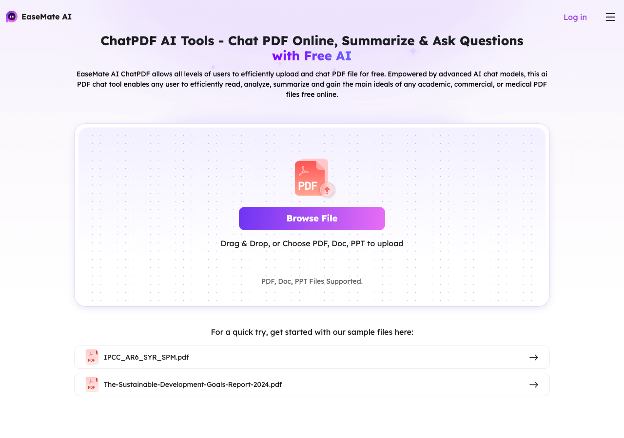 Screenshot of EaseMate ChatPDF AI