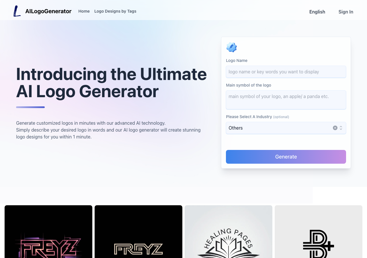 AI Logo Generator main image - Empowering businesses with AI-generated logos
