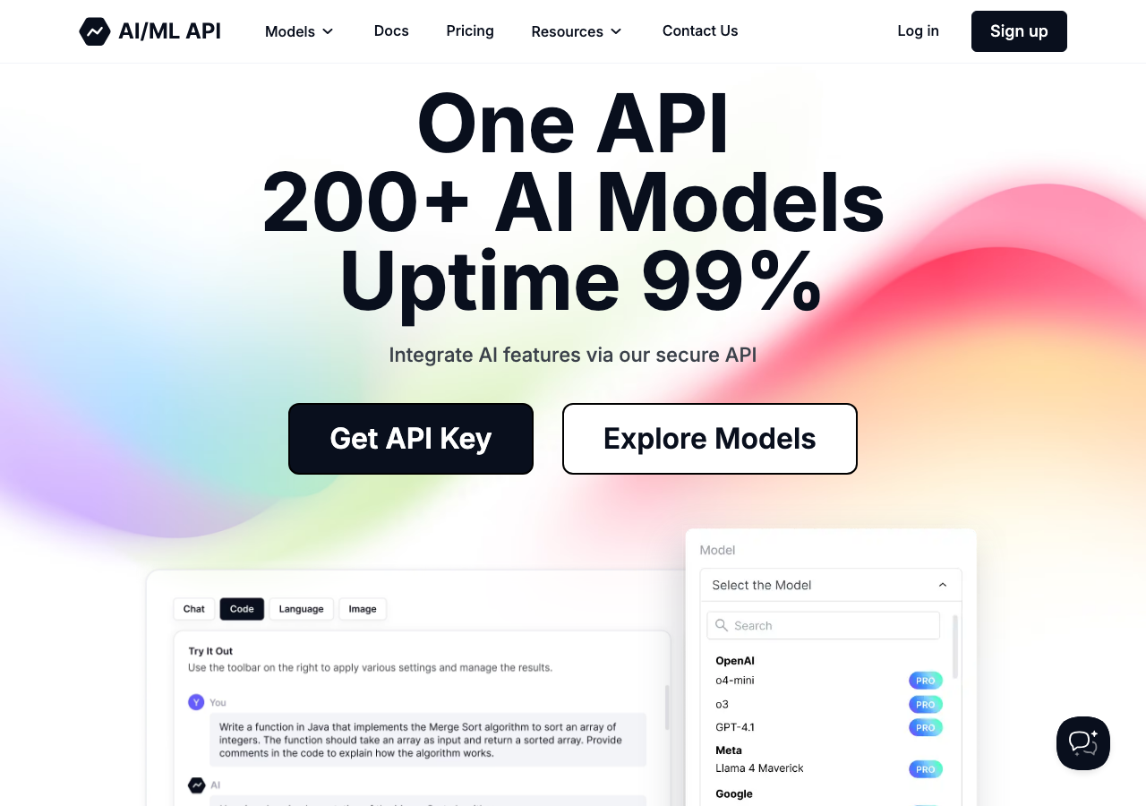 AI/ML API main image - Empowering developers with AI/ML capabilities