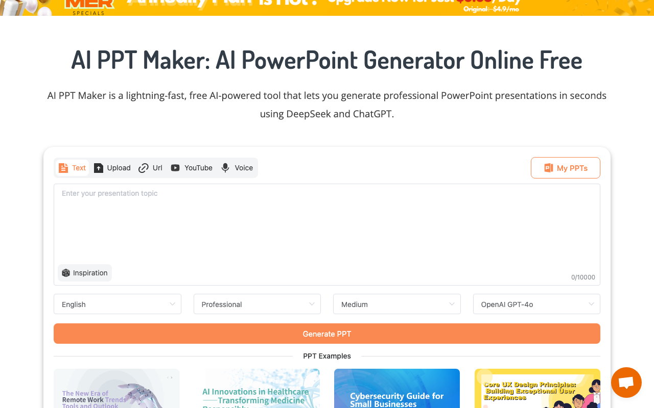 Screenshot of AI PPT Maker