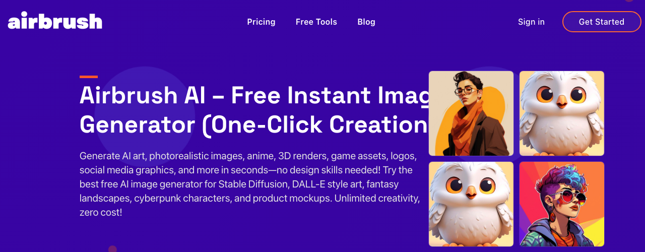 Airbrush Design interface showing Design and features