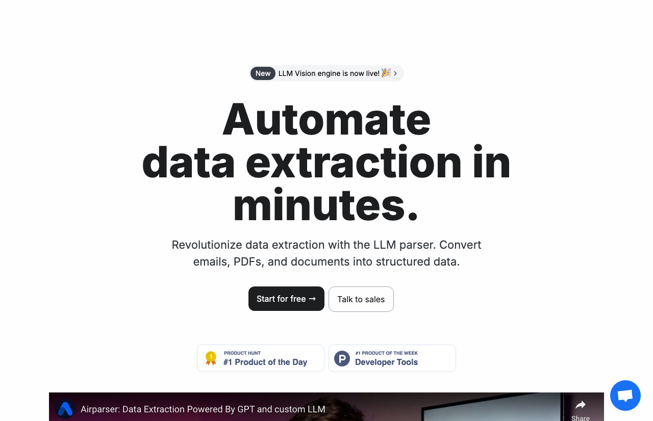Airparser main image - Effortless Data Extraction