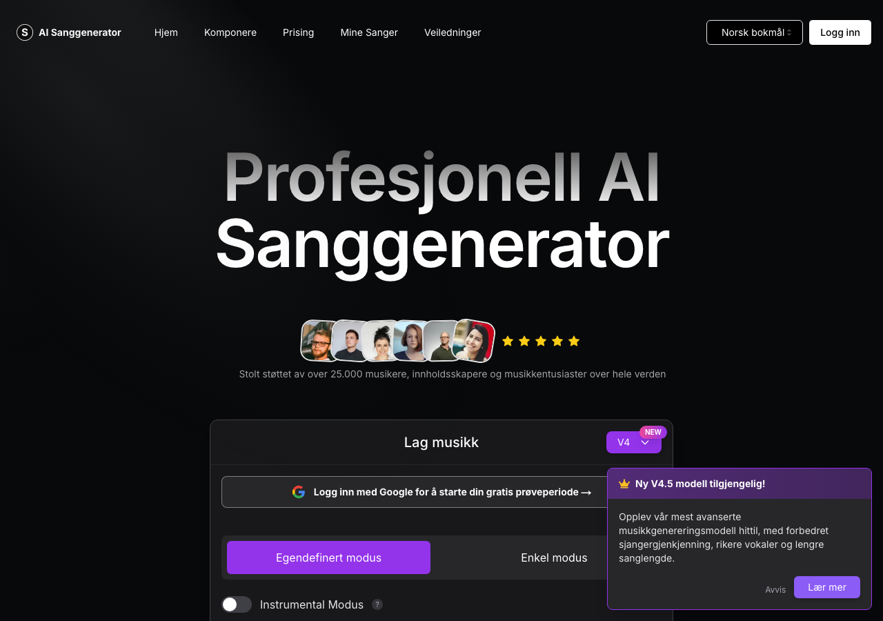 Screenshot of AI Song Generator