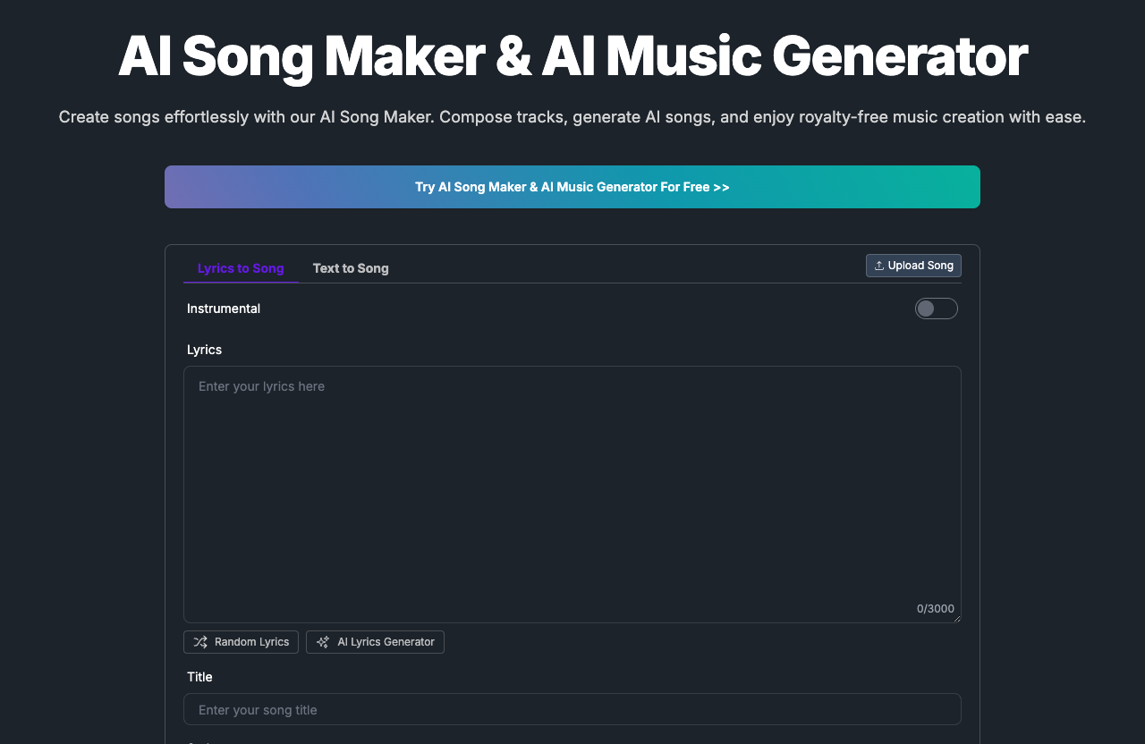 Screenshot of AI Song Maker