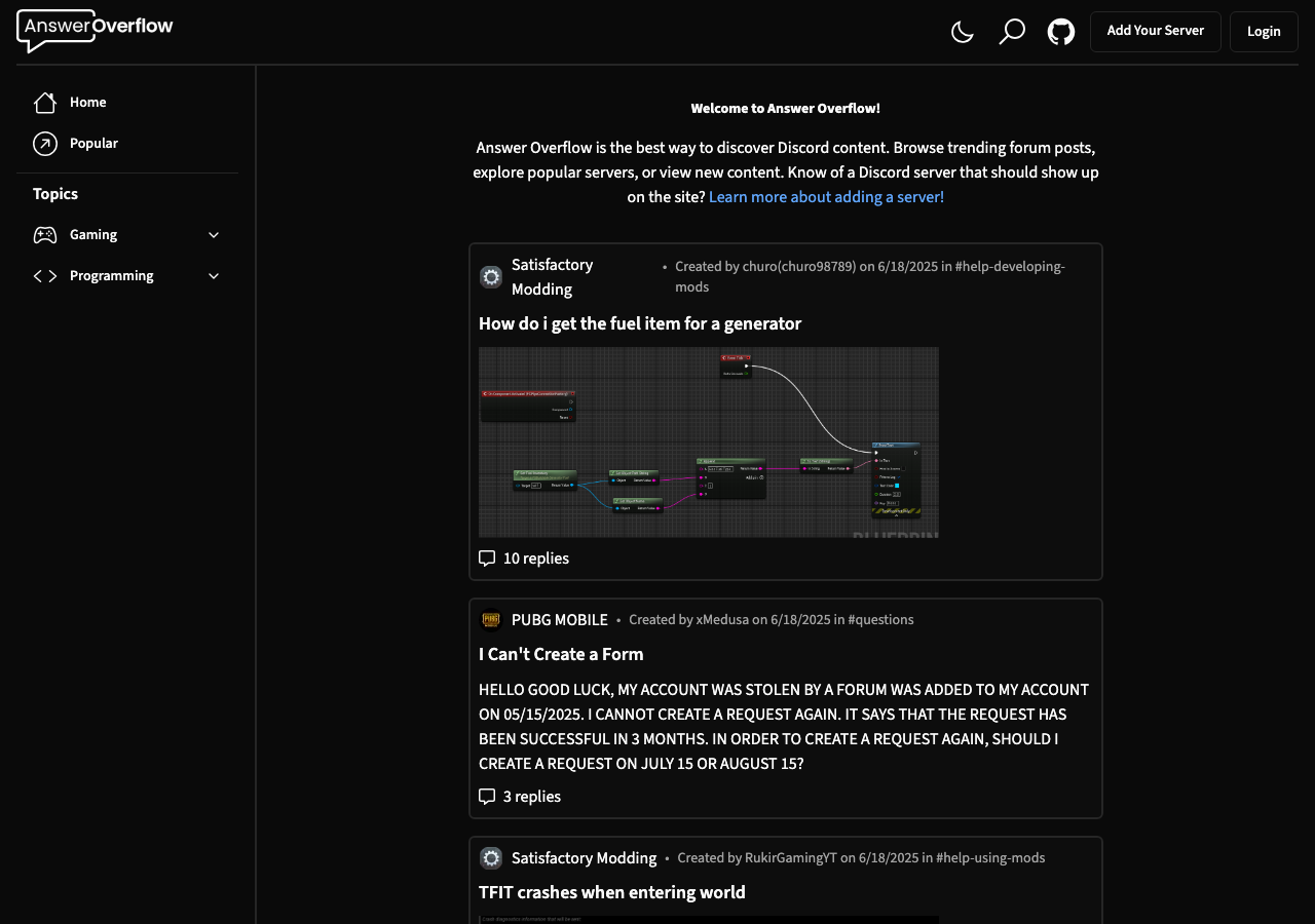 Screenshot of Answer Overflow
