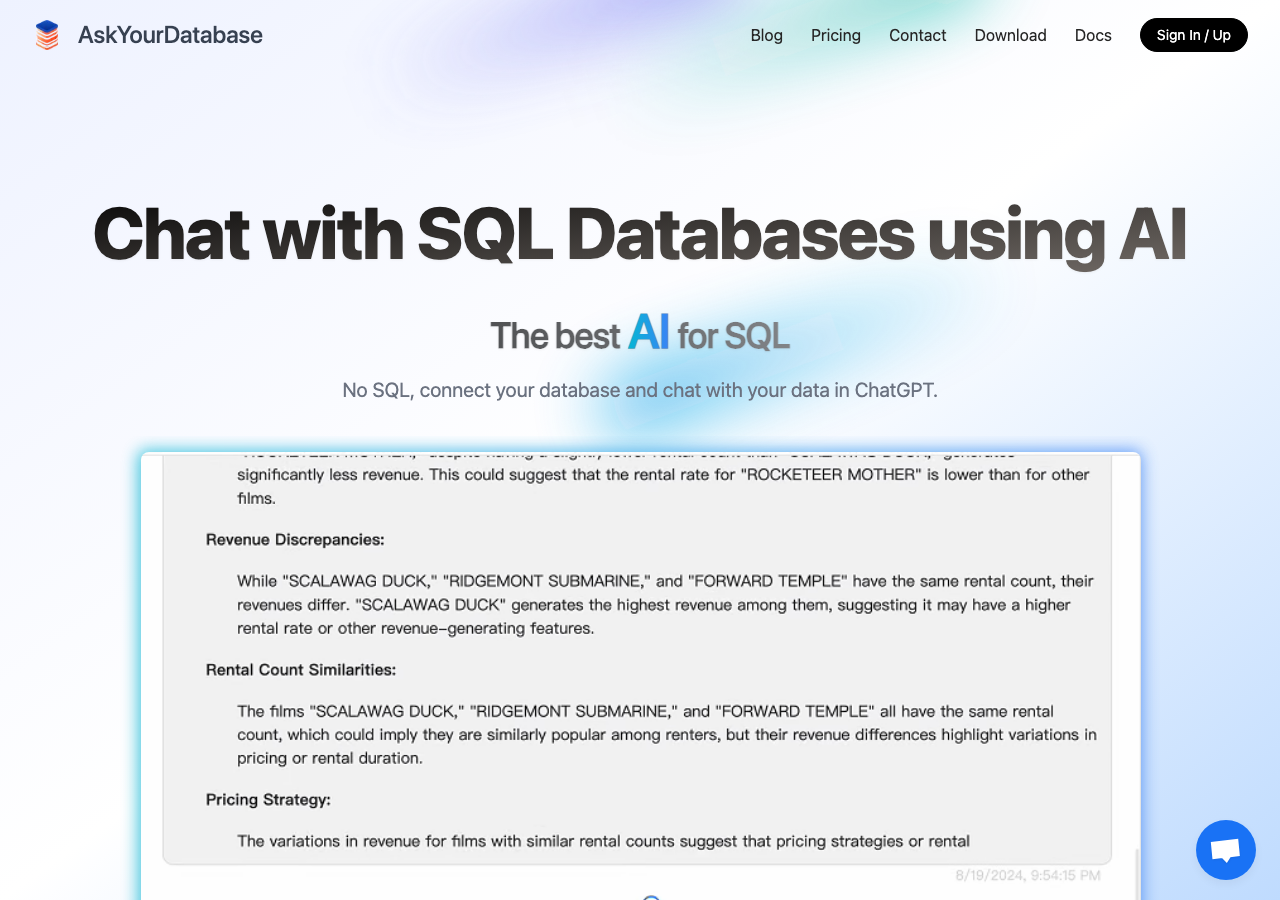 Screenshot of AskYourDatabase