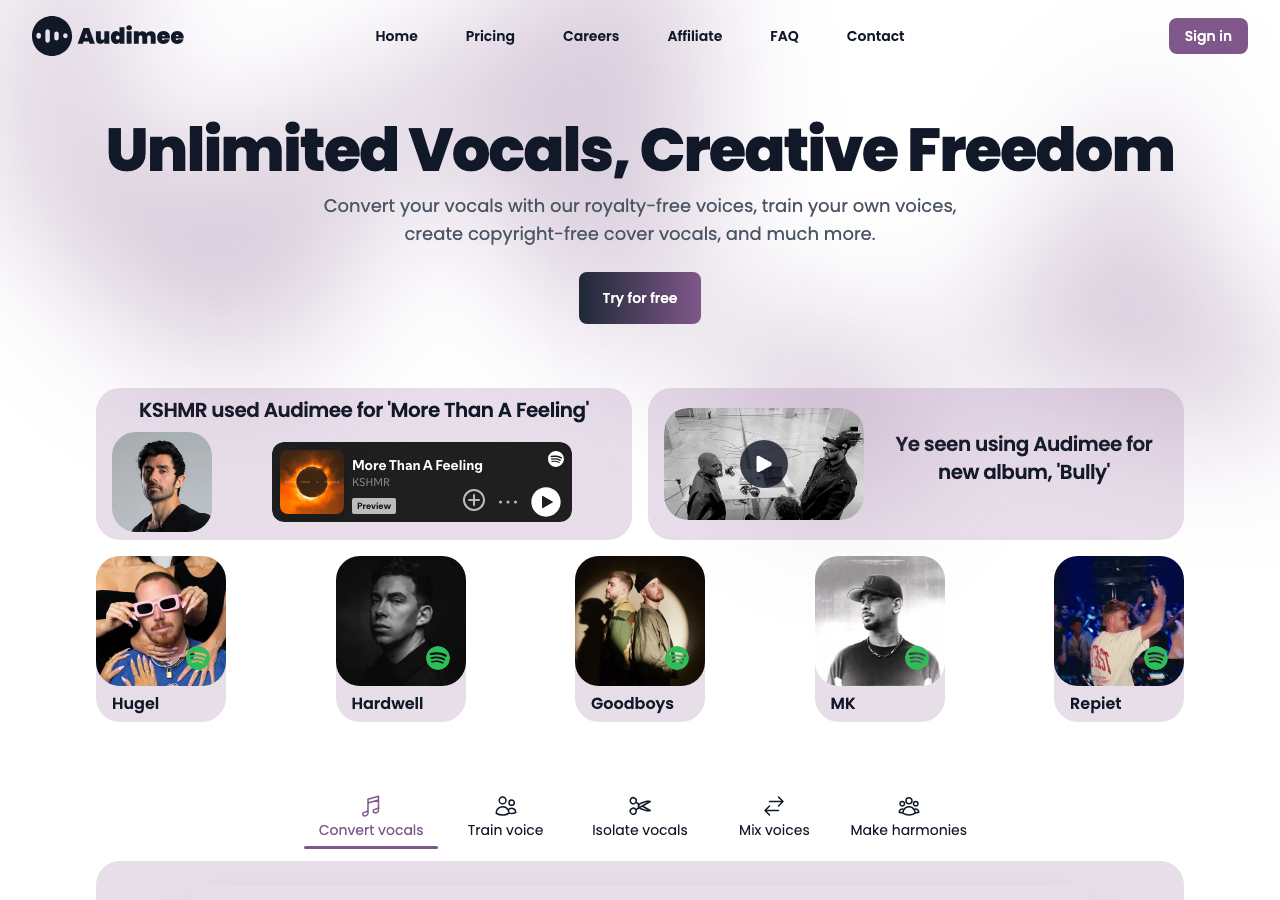 Audimee screenshot