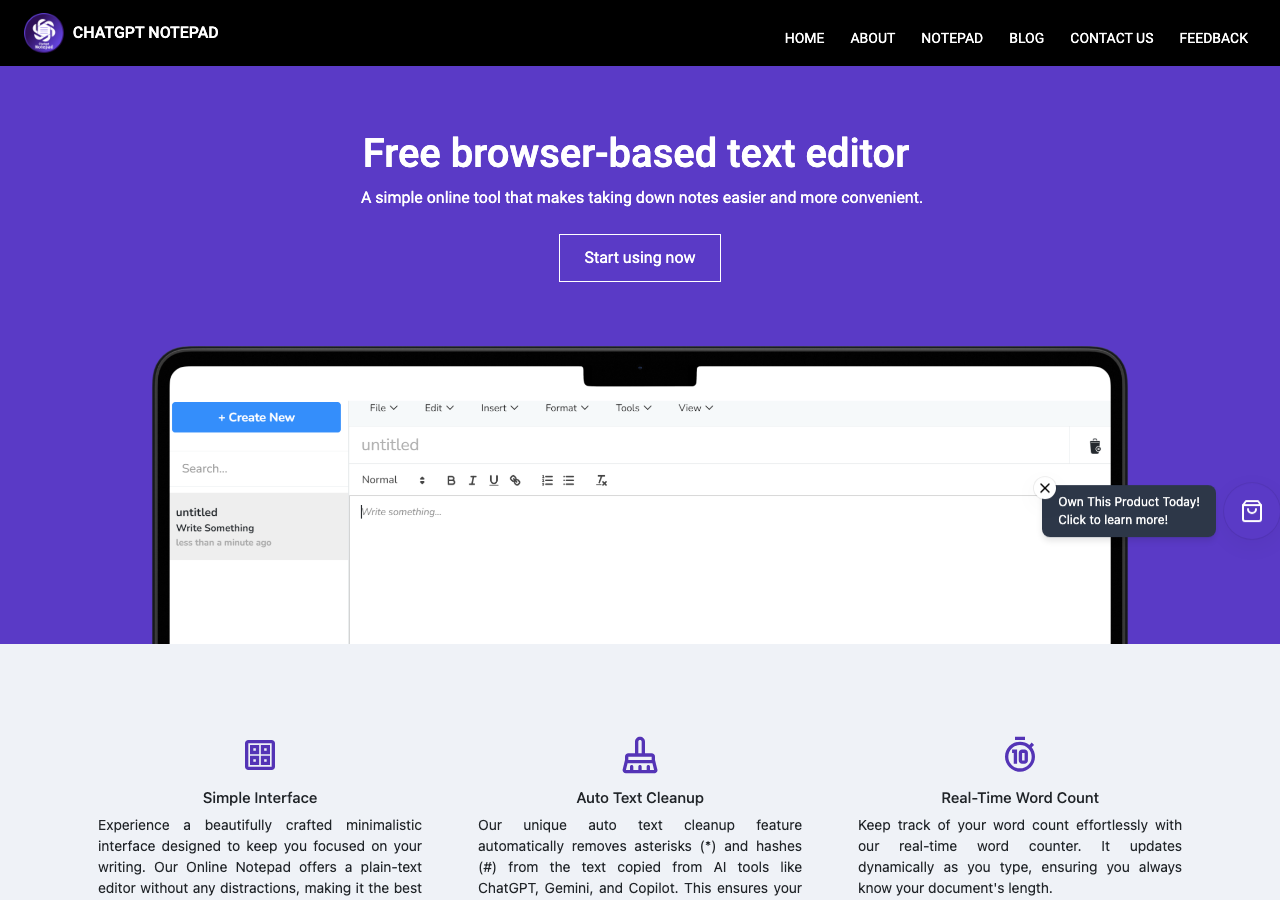 Screenshot of ChatGPT Notepad