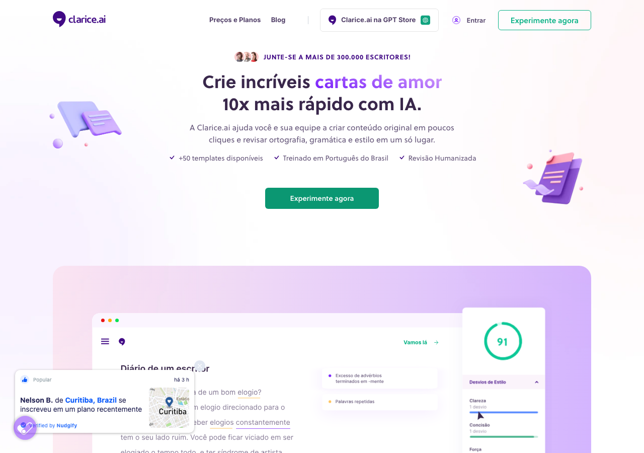 Screenshot of Clarice.ai